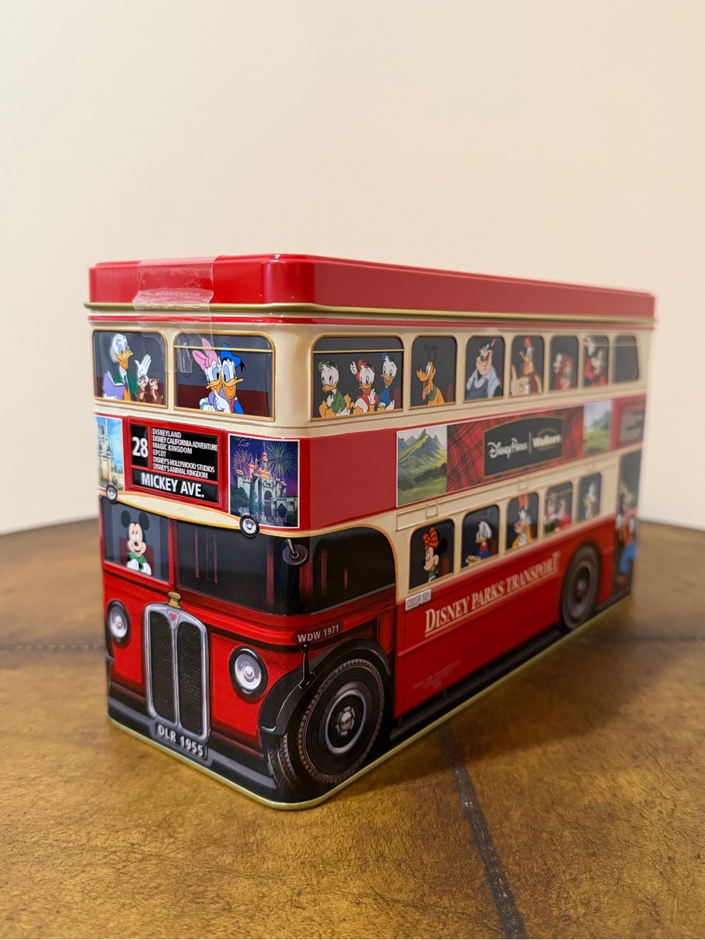 New Disney Parks Double Decker Transport Character Bus Walkers Shortbread Tin